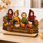 Personalised Best Friends Wooden Plaque - Pumpkin Design