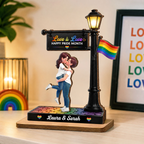 Personalised Wooden Plaque for LGBT-Couples - Couple Under Lantern Design