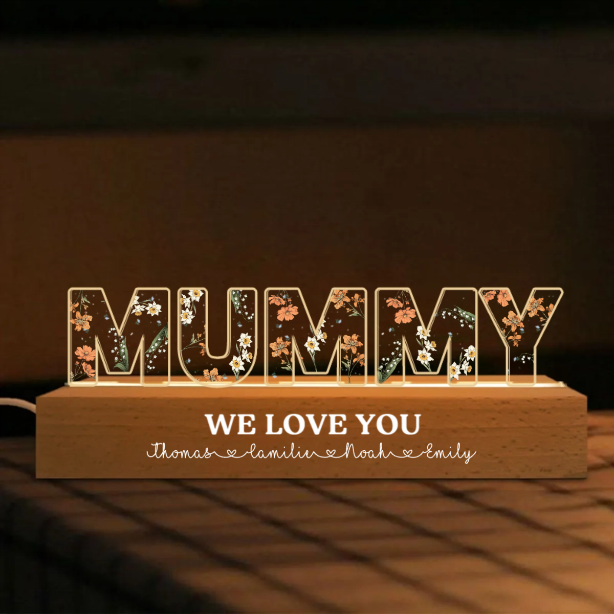 Personalised Birth Flower LED Night Light for Mum and Grandma