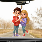 Personalised Acrylic Car Ornament for Couples