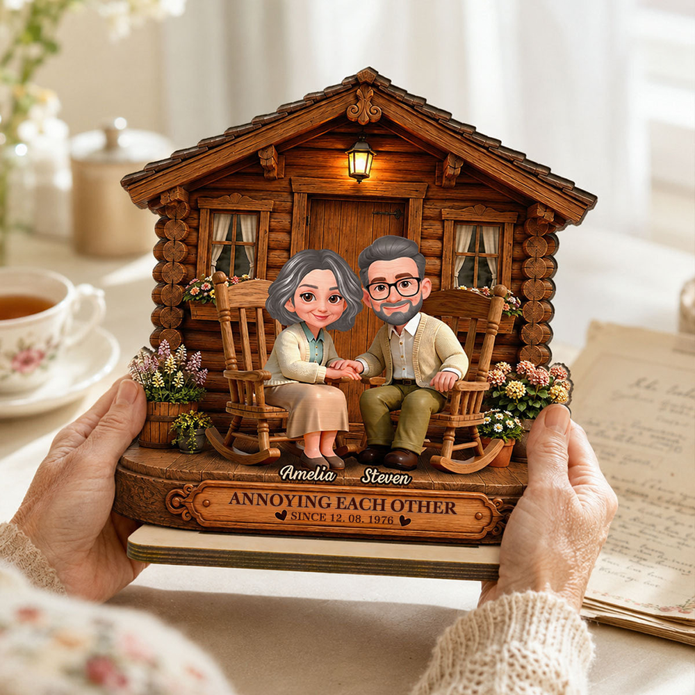 Personalised Couple Layered Wooden Plaque - Couple with House Design