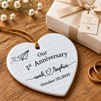 Personalised Ceramic Hanging Ornament - Our 1st Anniversary