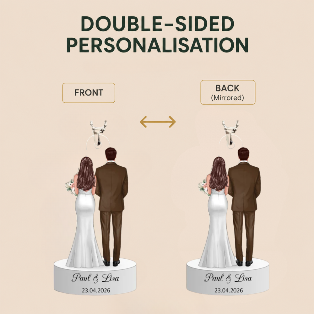 Personalised Wedding Acrylic Hanging Ornament for Couples