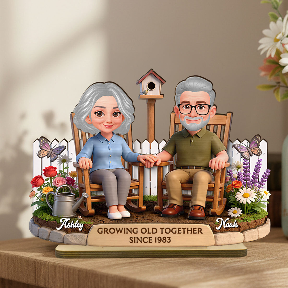 Personalised Anniversary Wooden Plaque for Couples - Holding Hands in Garden
