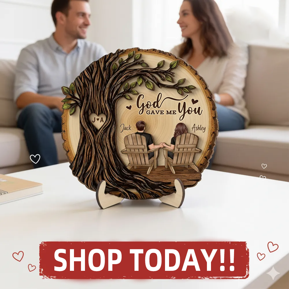 Personalised Couple Layered Wooden Plaque - Tree Design