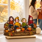 Personalised Best Friends Wooden Plaque - Pumpkin Design