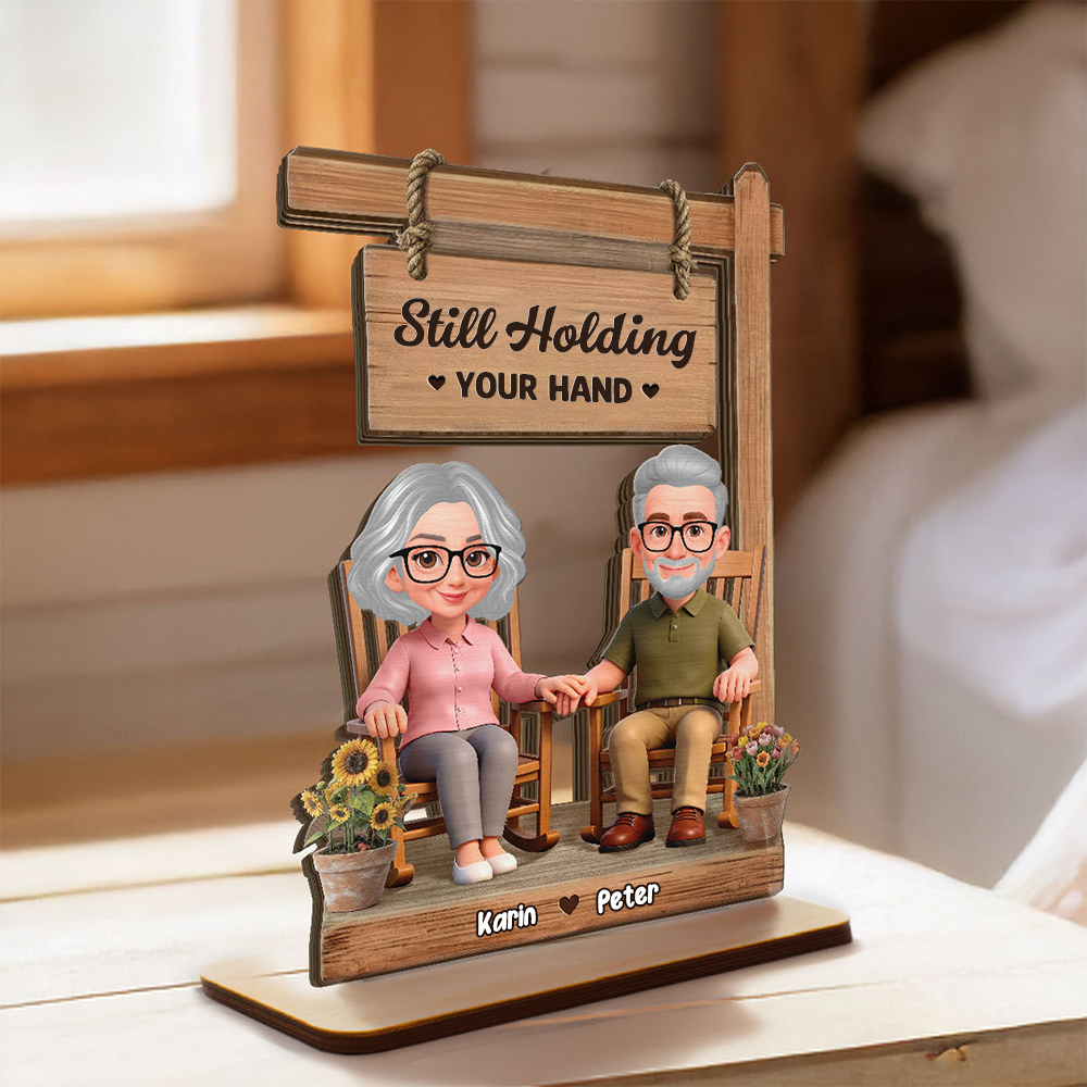 Personalised Couple Layered Wooden Plaque - Couple Sitting On Rocking Chair