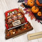 Personalised Wooden Plaque for Grandma - Children & Pumpkin Design