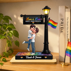 Personalised Wooden Plaque for LGBT-Couples - Couple Under Lantern Design
