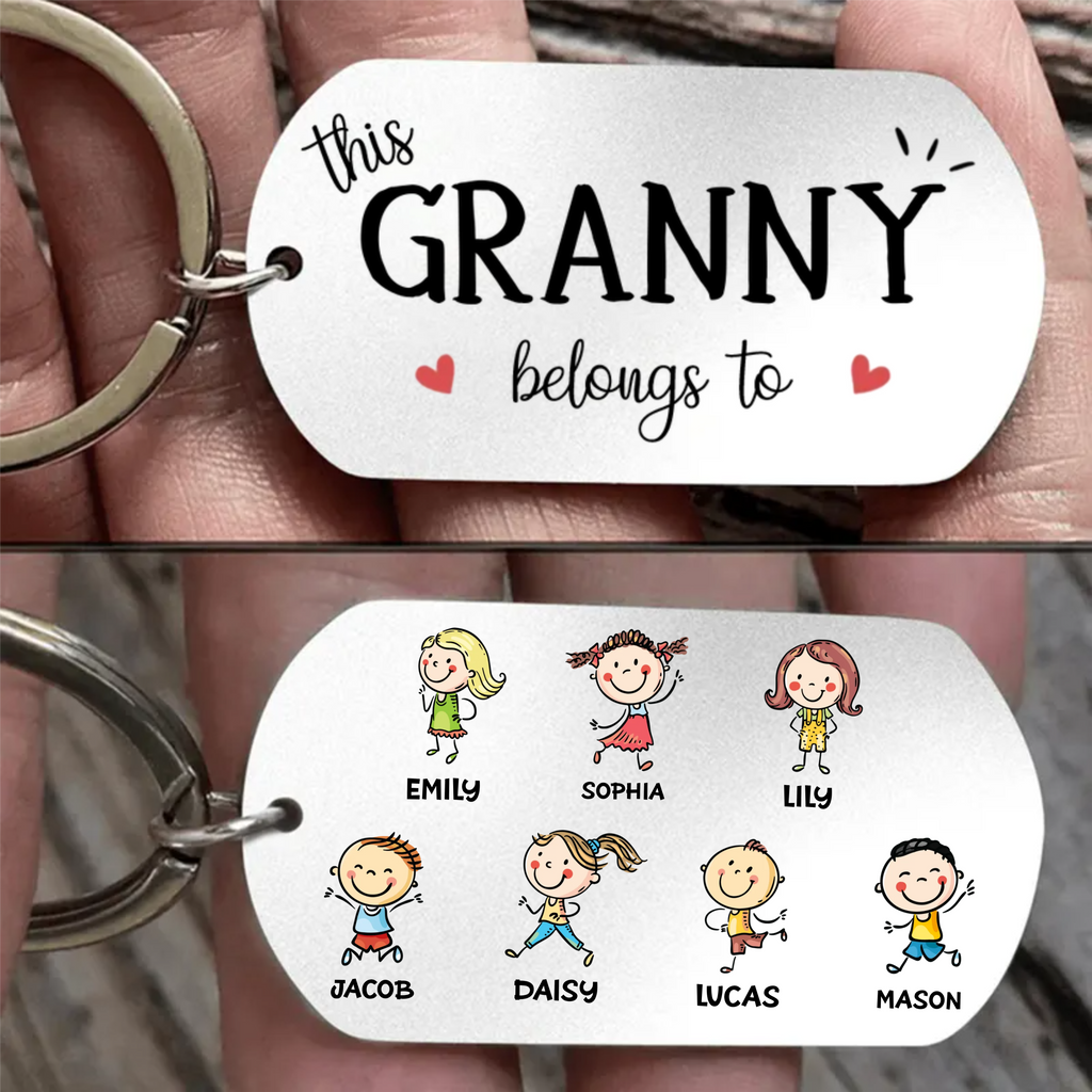 Personalised Stainless Steel Keyring with Children’s Names & Icons - This...belongs to Design