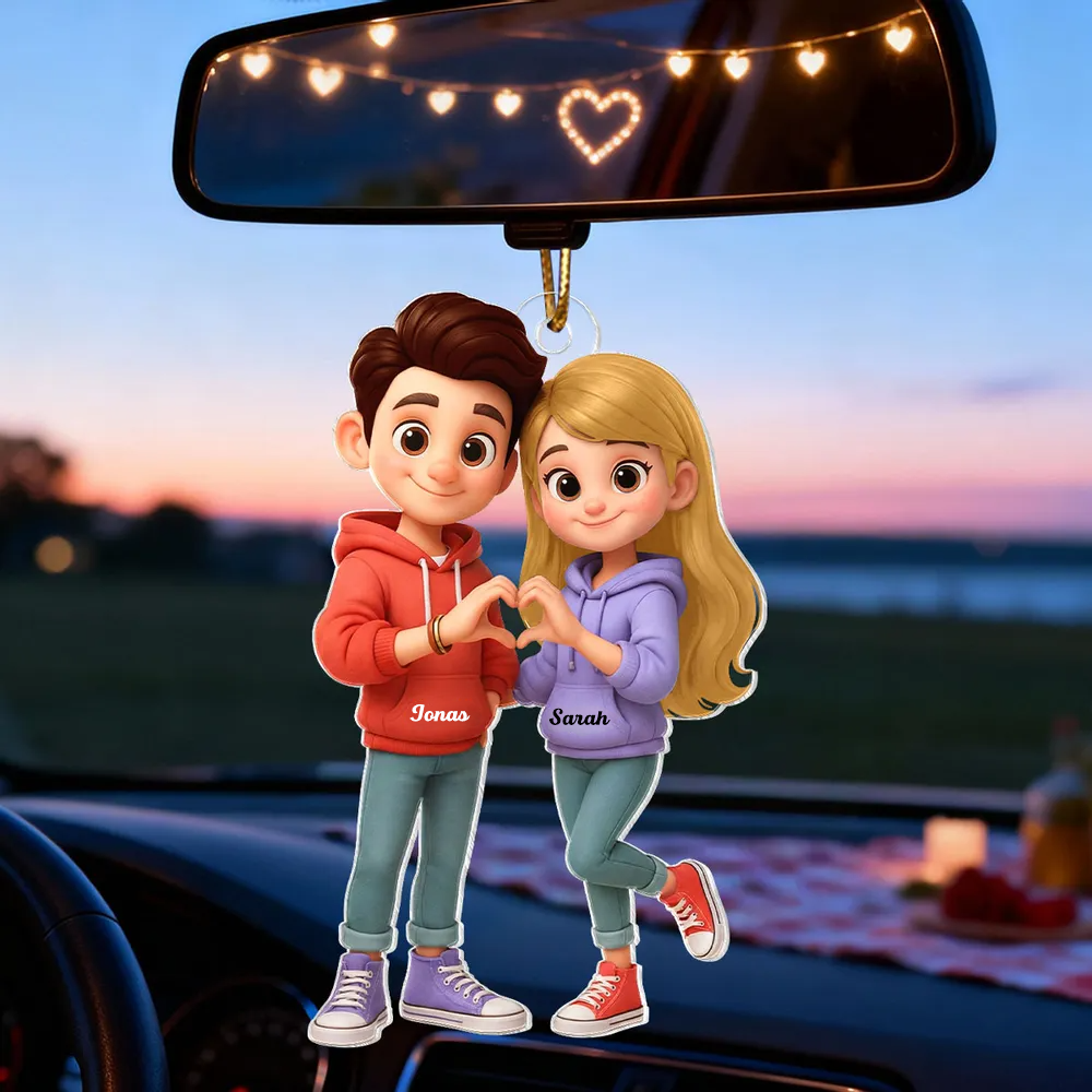 Personalised Acrylic Car Ornament for Couples