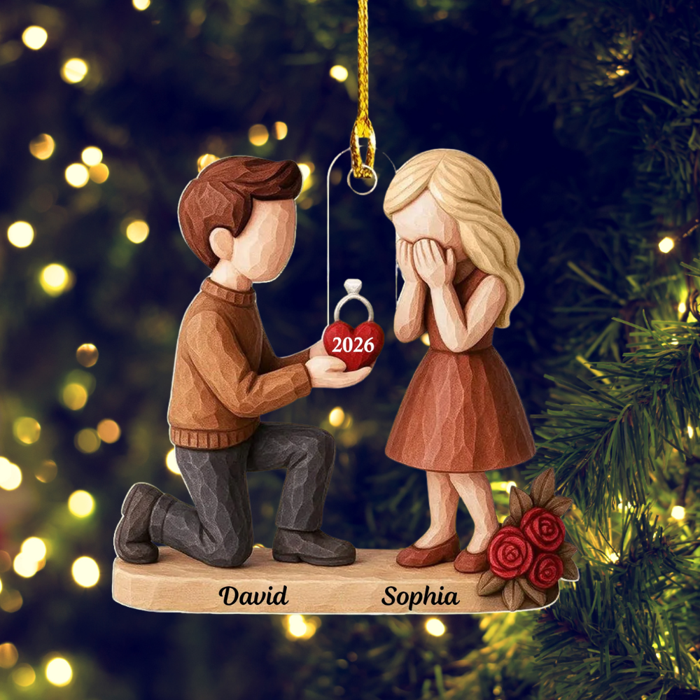 Personalised Anniversary Acrylic Hanging Ornament for Couples - Proposal Design