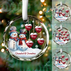 Personalised Glass Christmas Ornament - Snowman Design