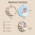 Personalised Wooden Layered Christmas Ornament with Photo - Baby's First Christmas