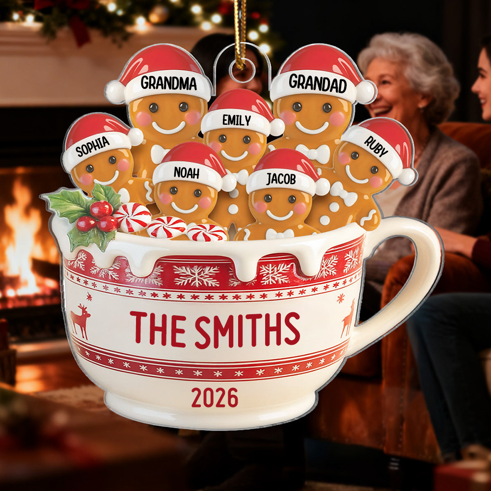 Personalised Acrylic Christmas Ornament - Gingerbread Man Design
