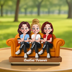 Personalised Besties Wooden Plaque - Girls on Sofa Design