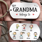 Personalised Stainless Steel Keyring with Children’s Names & Icons - This...belongs to Design