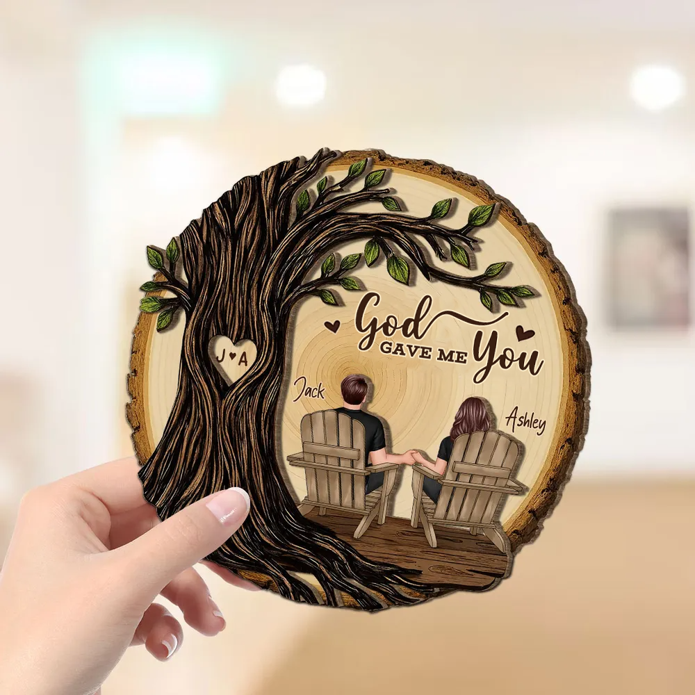 Personalised Couple Layered Wooden Plaque - Tree Design
