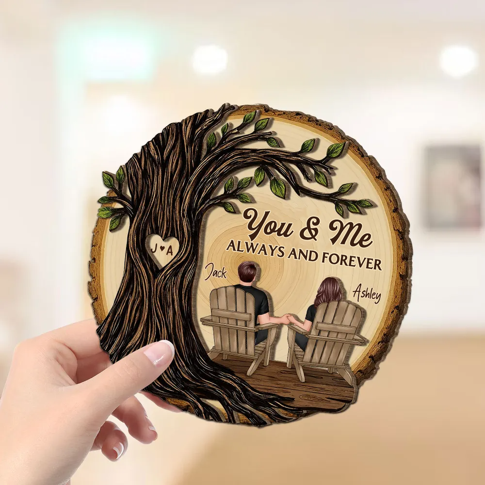 Personalised Couple Layered Wooden Plaque - Tree Design