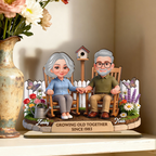 Personalised Anniversary Wooden Plaque for Couples - Holding Hands in Garden