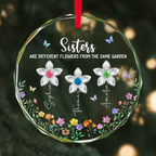 Personalised Glass Christmas Ornament with Birthstones - Floral Design