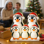 Personalised Grandad & Grandma LED Light Box with Names- Penguins Design
