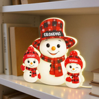 Personalised Grandma LED Light Box with Names - Snowman Design