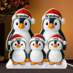 Personalised Grandad & Grandma LED Light Box with Names- Penguins Design