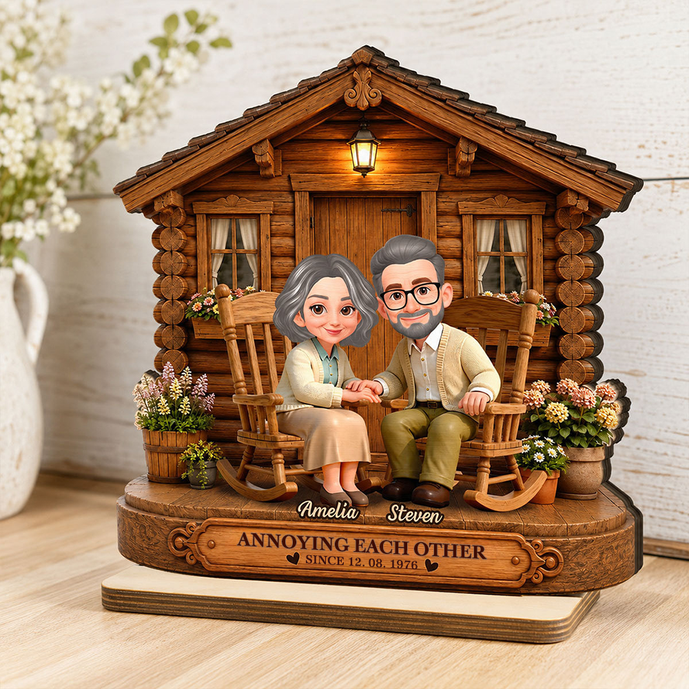 Personalised Couple Layered Wooden Plaque - Couple with House Design