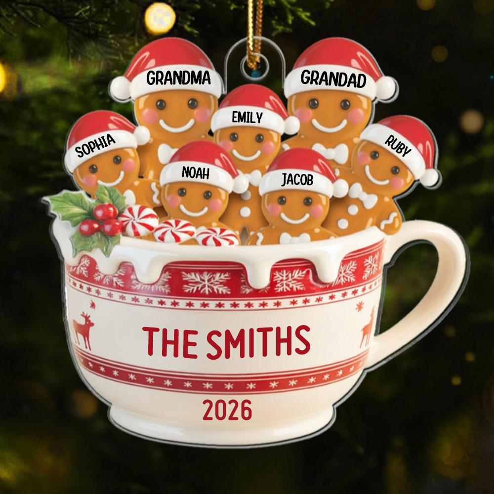 Personalised Acrylic Christmas Ornament - Gingerbread Man Design