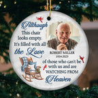 Personalised Memorial Ceramic Christmas Ornament with Photo - Empty Chair Design