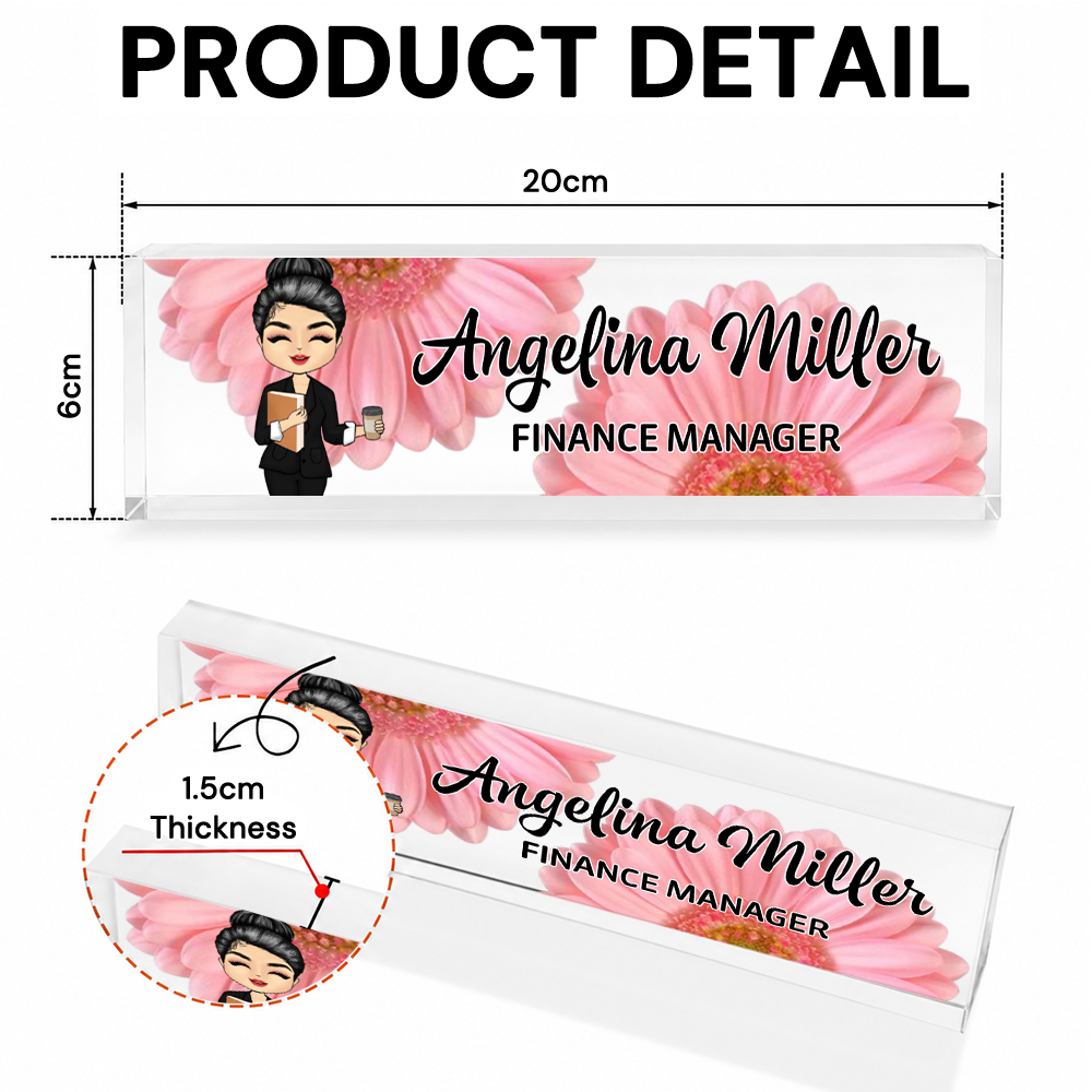 Personalised Acrylic Name Plate - Floral Deisgn