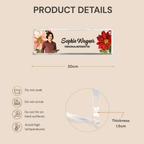 Personalised Office Acrylic Plaque with Flower - Name Plate Design