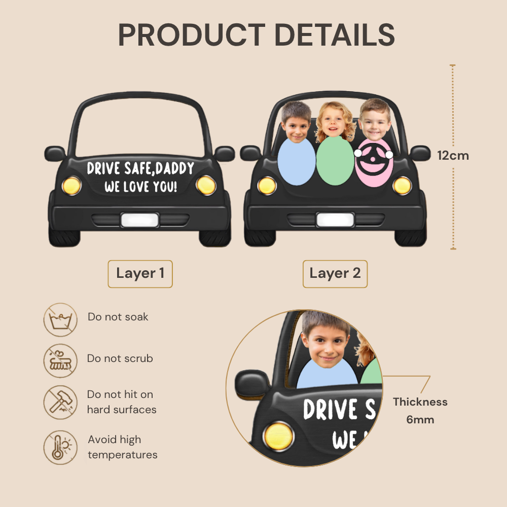 Personalised Car Visor Clip with Photos & Text - Drive Safe...