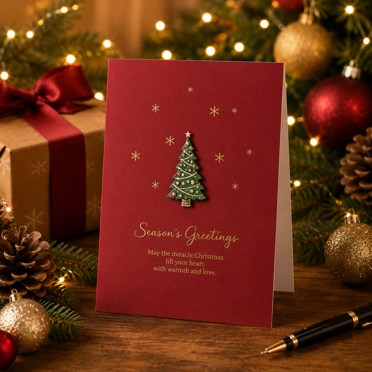 Christmas Card with 3D Christmas Tree – 13 × 9.5 cm (folded)