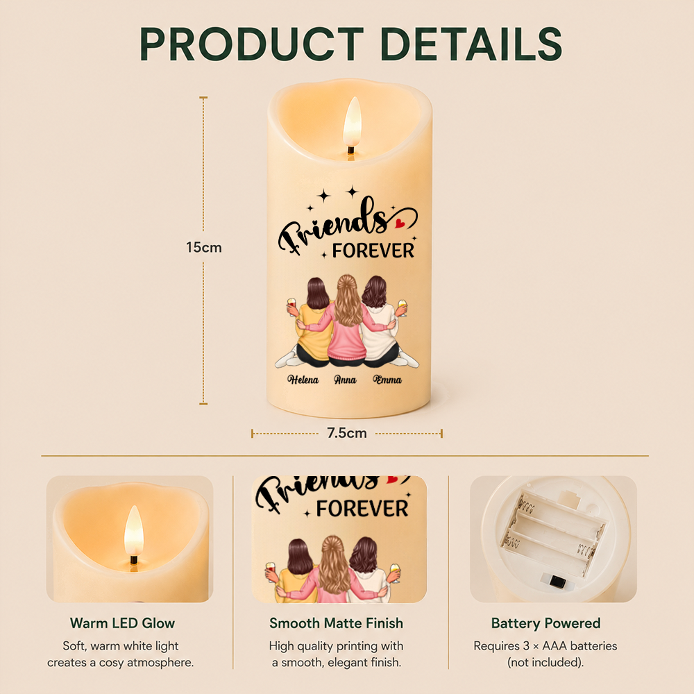 Personalised LED Candle for Besties and Sisters