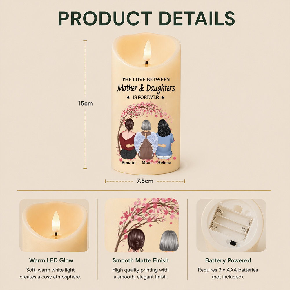 Personalised LED Candle - Mum and Daughters Design