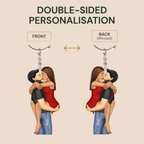 Personalised Couple Acrylic Keyring - Hugging Couple Design