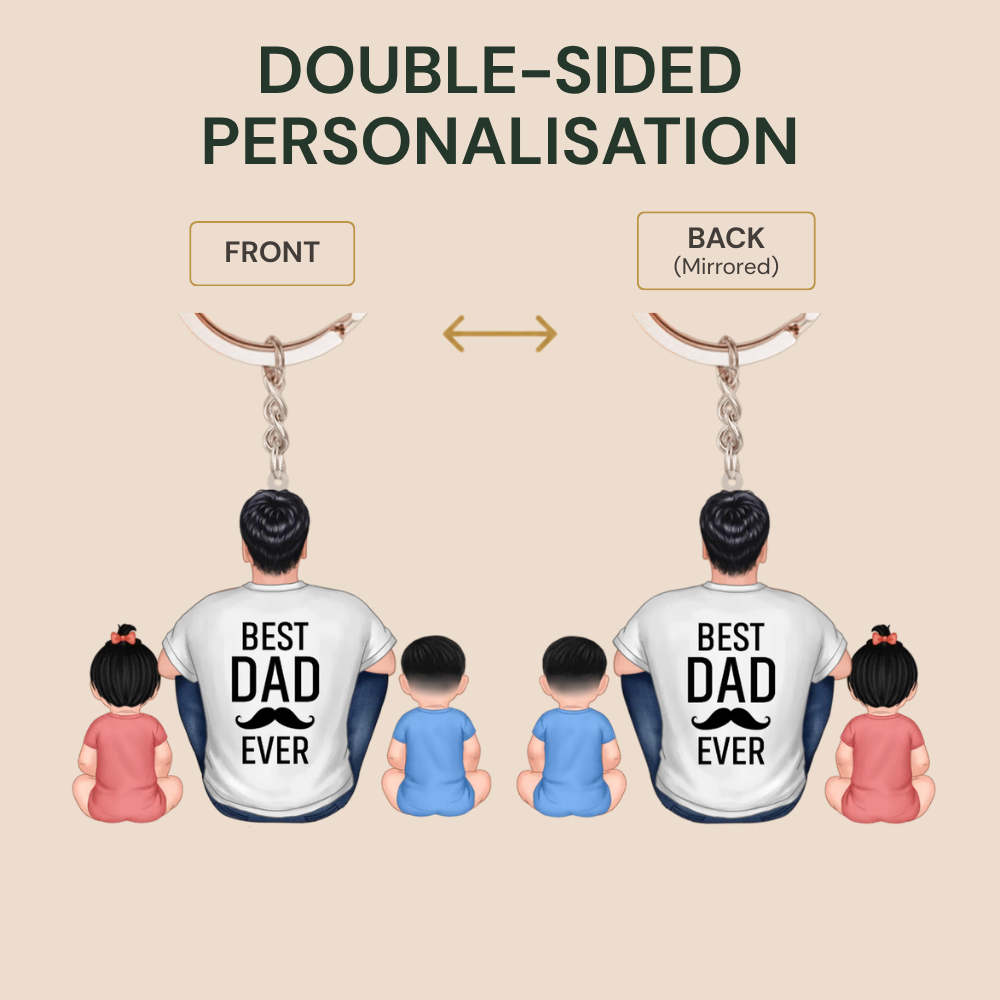 Personalised Acrylic Keyring -  Dad & Children Design