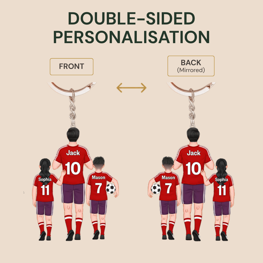 Personalised Dad Acrylic Keyring - Football Team Design