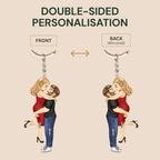 Personalised Couple Acrylic Keyring - Hugging Couple Design