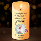 Personalised Memorial LED Candle with Photo & Sentiment