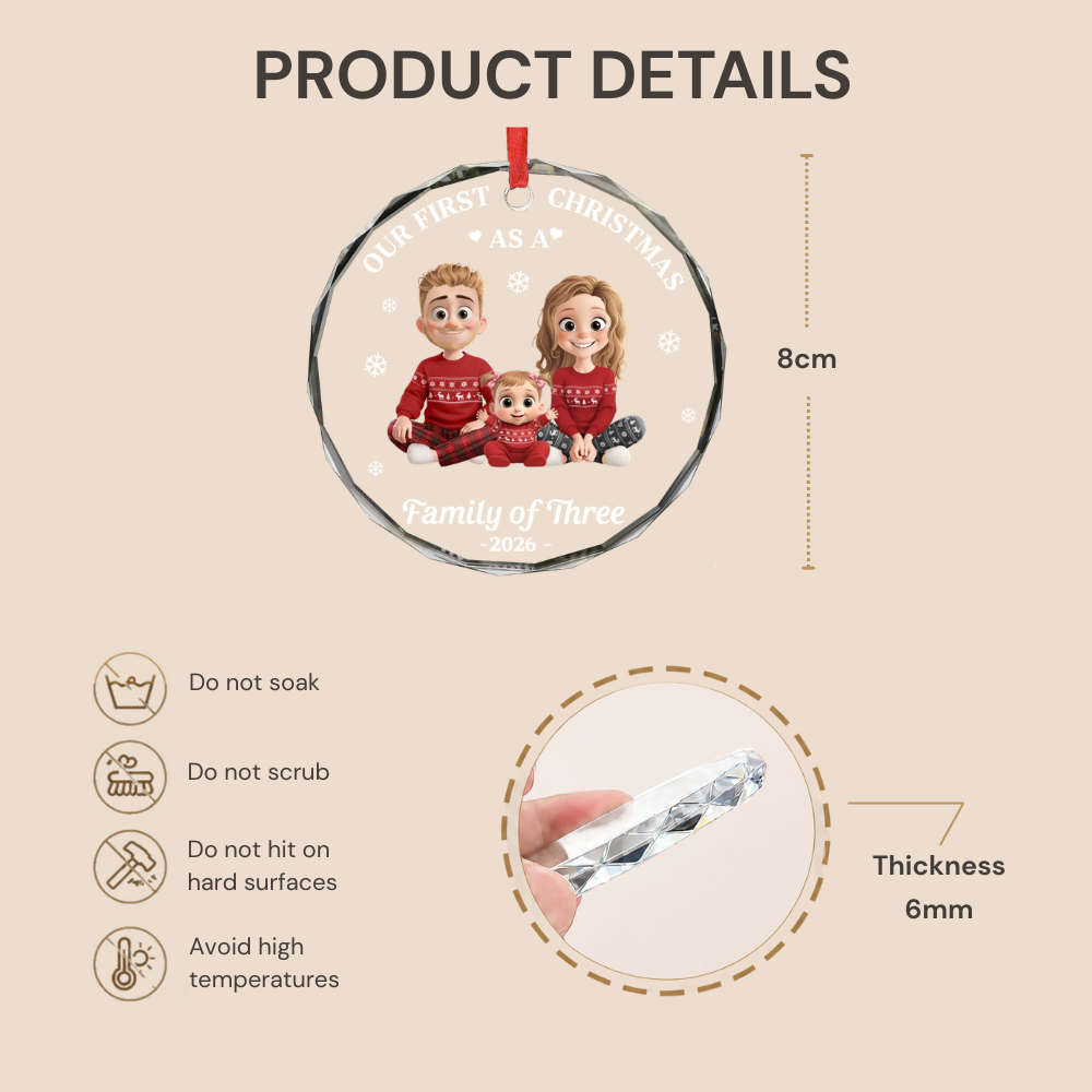 Personalised Glass Christmas Ornament - Our First Christmas as a Family of ...