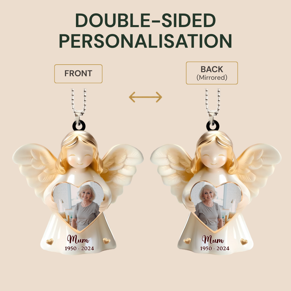 Personalised Memorial Acrylic Hanging Ornament - Angel Design