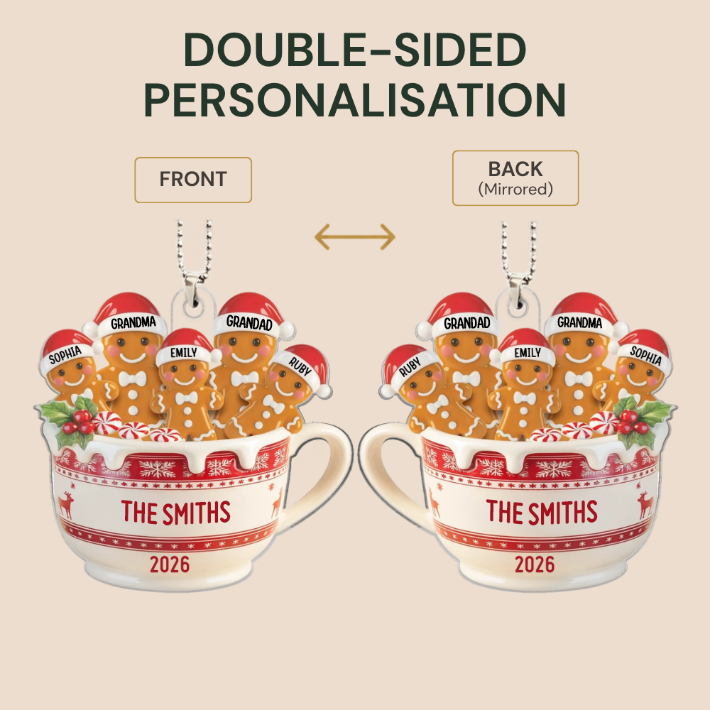 Personalised Acrylic Christmas Ornament - Gingerbread Man Design