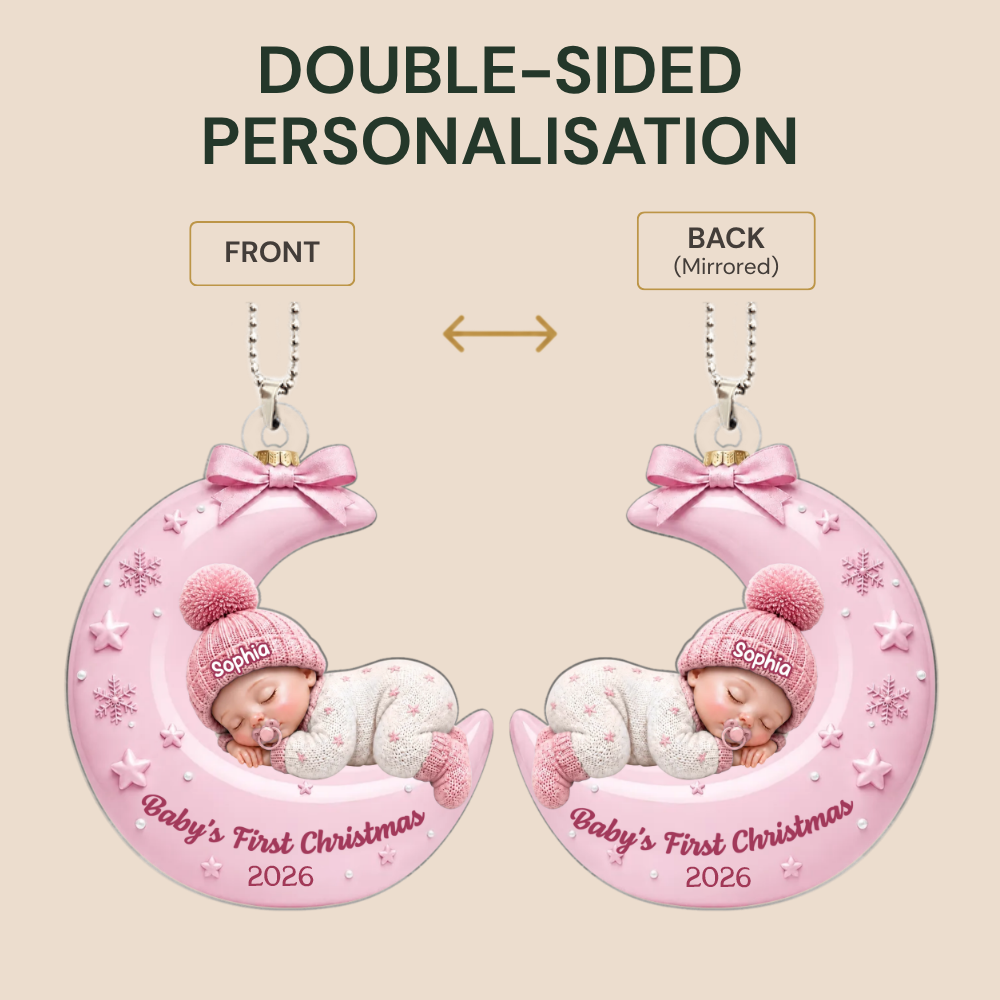 Personalised Acrylic Christmas Ornament with Name - "Baby's First Christmas"
