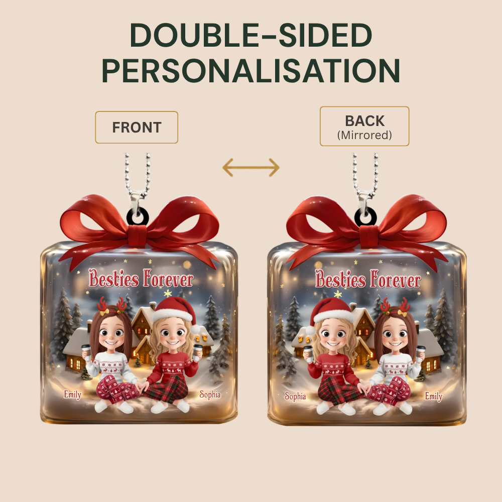 Personalised Acrylic Christmas Ornament for Best Friends & Sisters - Gift Box Design