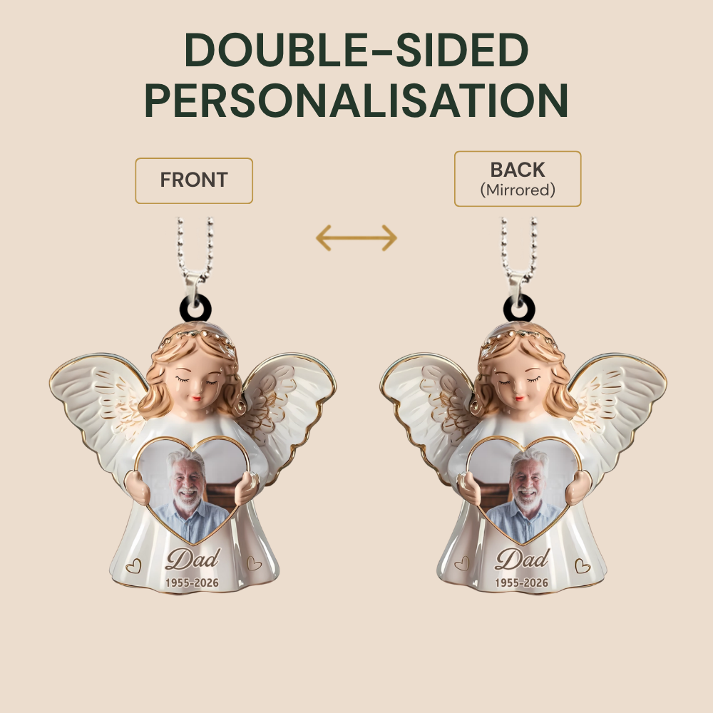 Personalised Memorial Acrylic Hanging Ornament with Photo - Guardian Angel Design