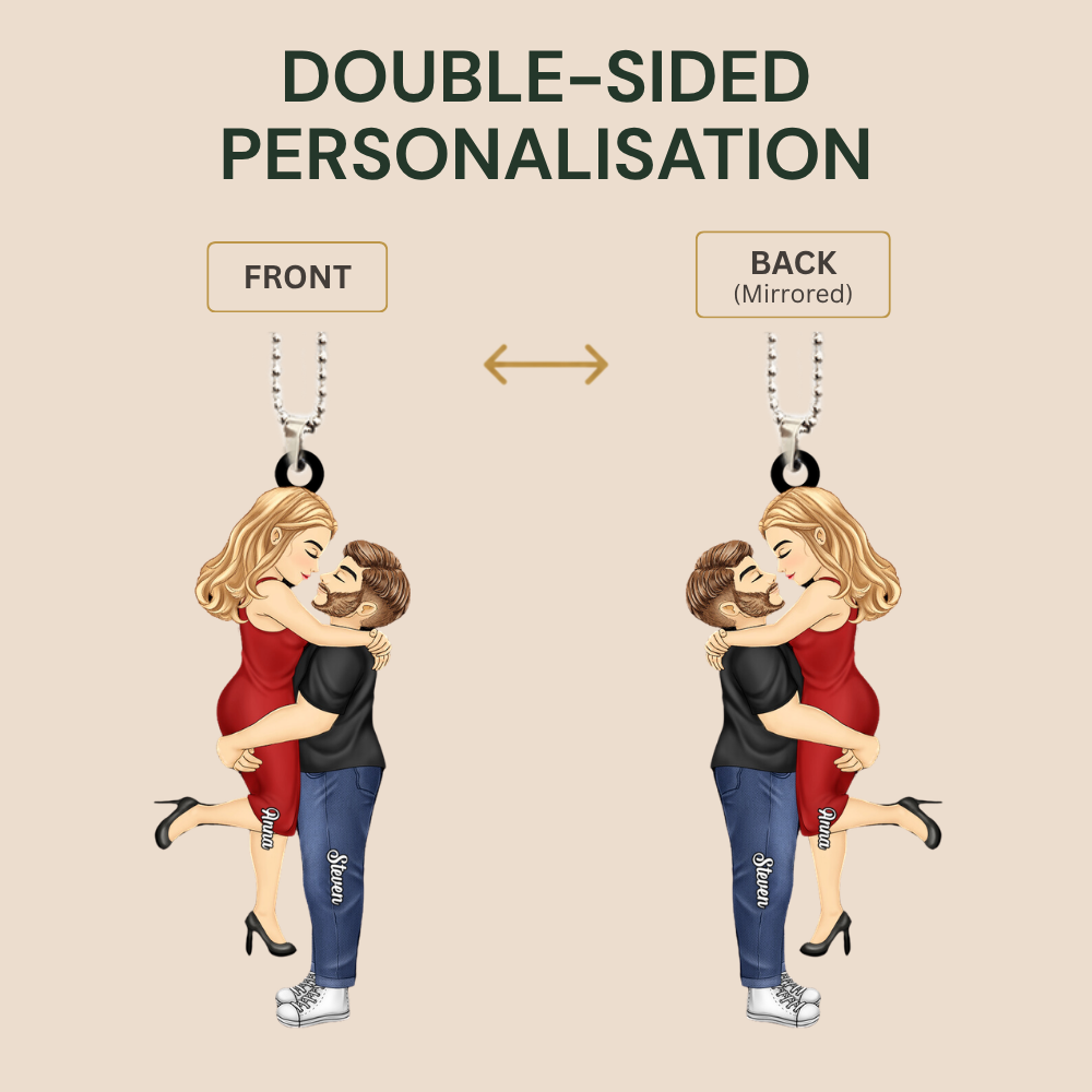 Personalised Couple Acrylic Hanging Ornament - Hugging Couple Design
