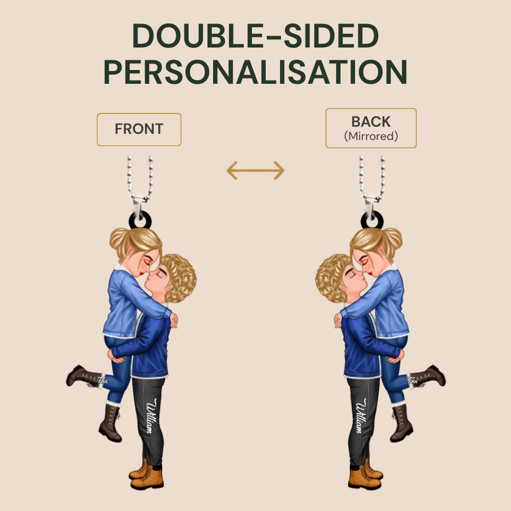 Personalised Acrylic Hanging Ornament - Hugging Couple Design